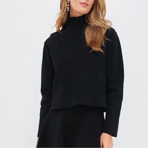 Tuckernuck Black Kimberly Sweater Cotton Mock Neck Long Sleeve Cropped Top